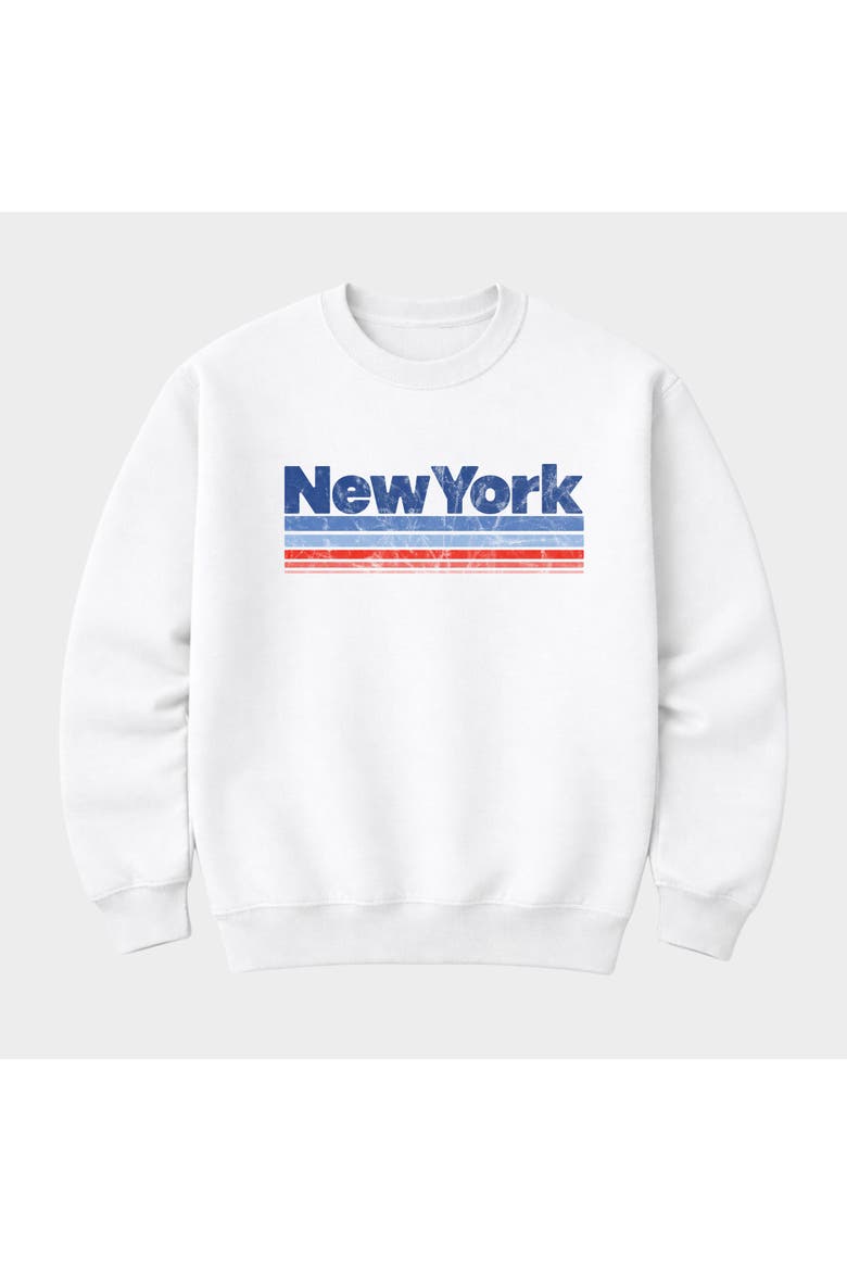 New York Retro Stripes Sweatshirt, Alternate, color, White