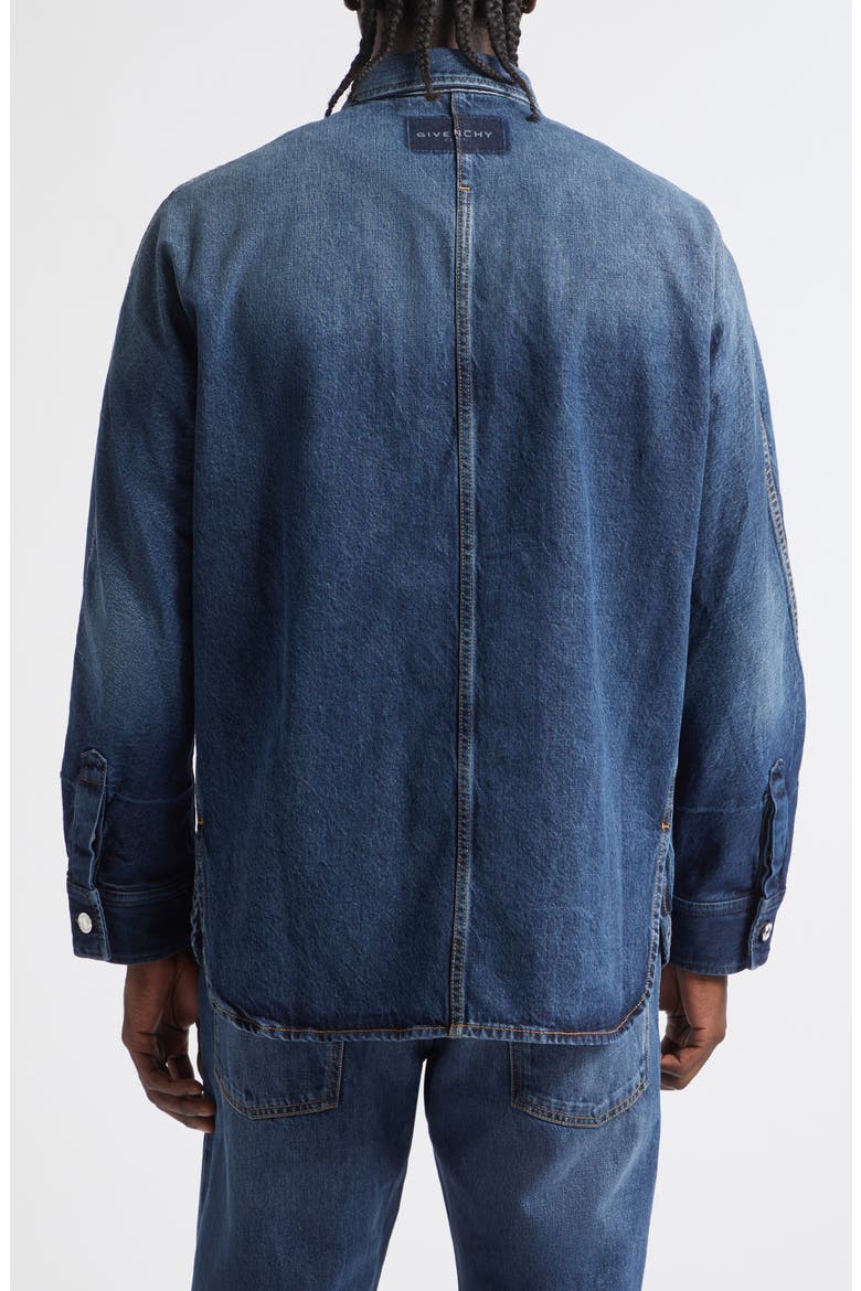 Couture Seam Denim Button-Up Shirt, Alternate, color, GREY BLUE