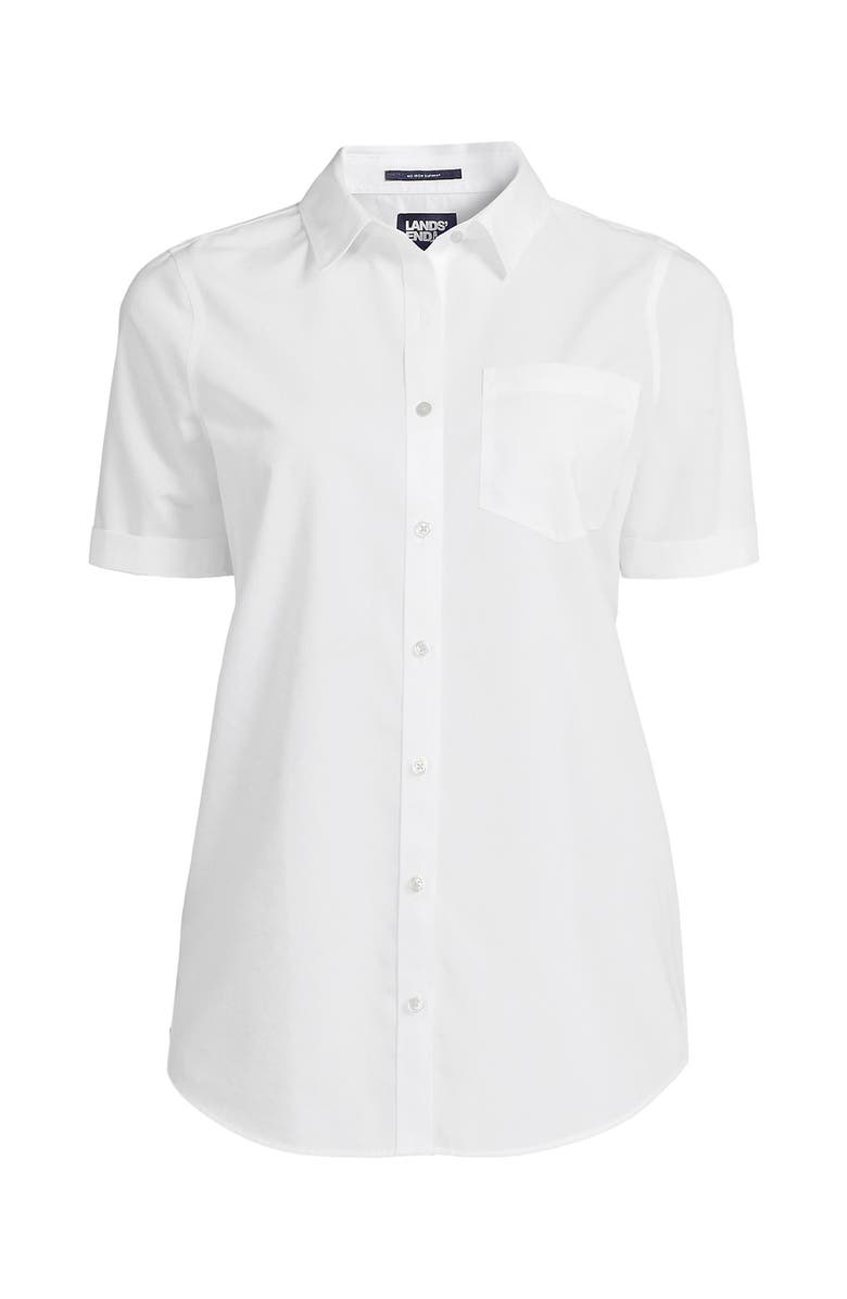 Lands' End Short Sleeve No Iron Shirt, Alternate, color, White