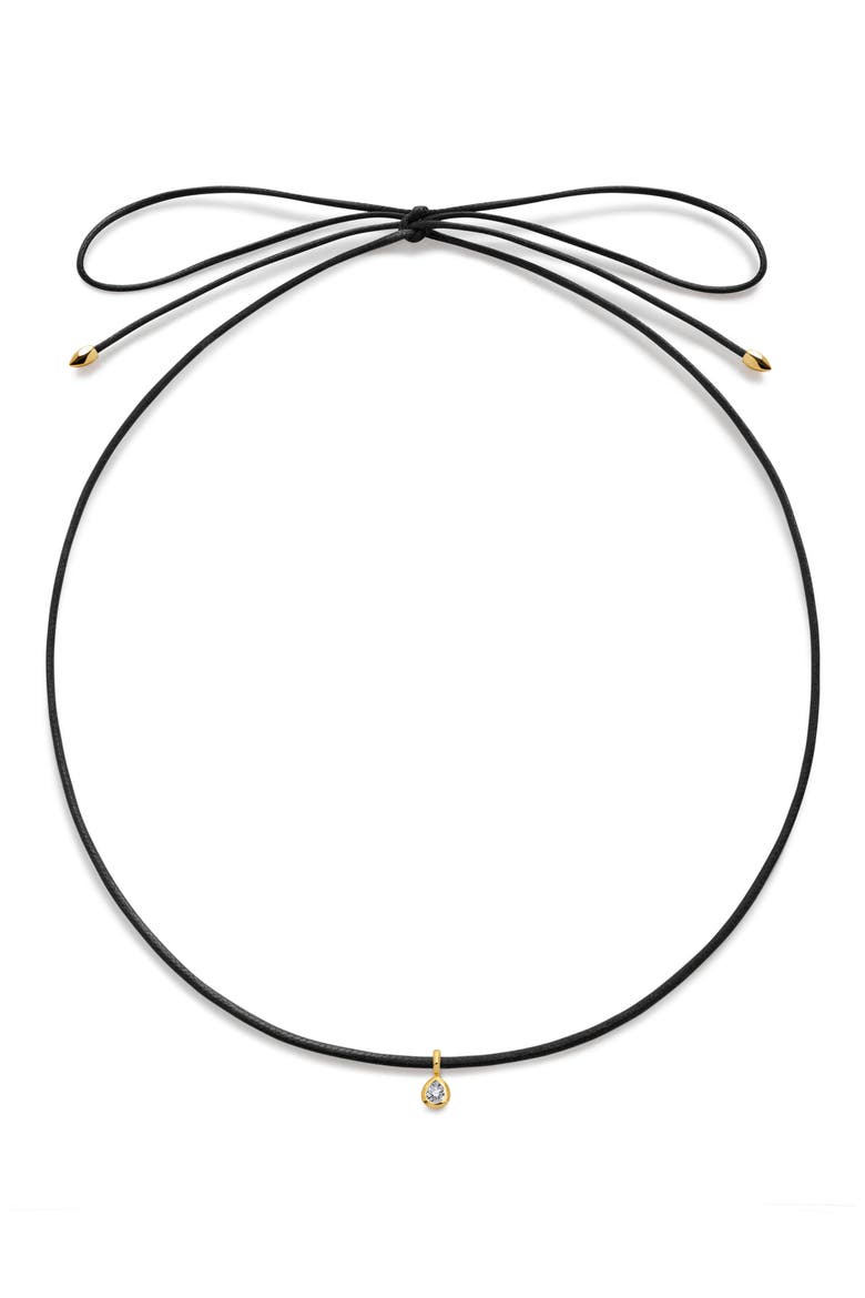 Pear Lab Grown Diamond Pendant Cord Necklace, Main, color, 18CT GOLD VERMEIL/LAB DIA