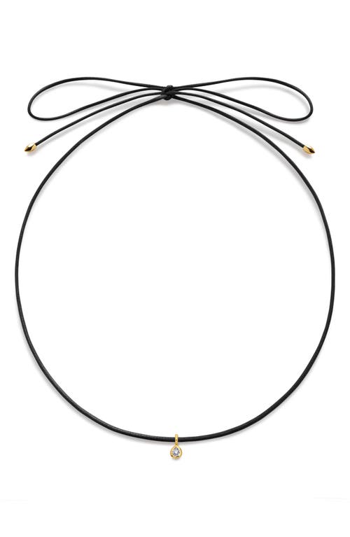Monica Vinader Pear Lab Grown Diamond Pendant Cord Necklace In Black