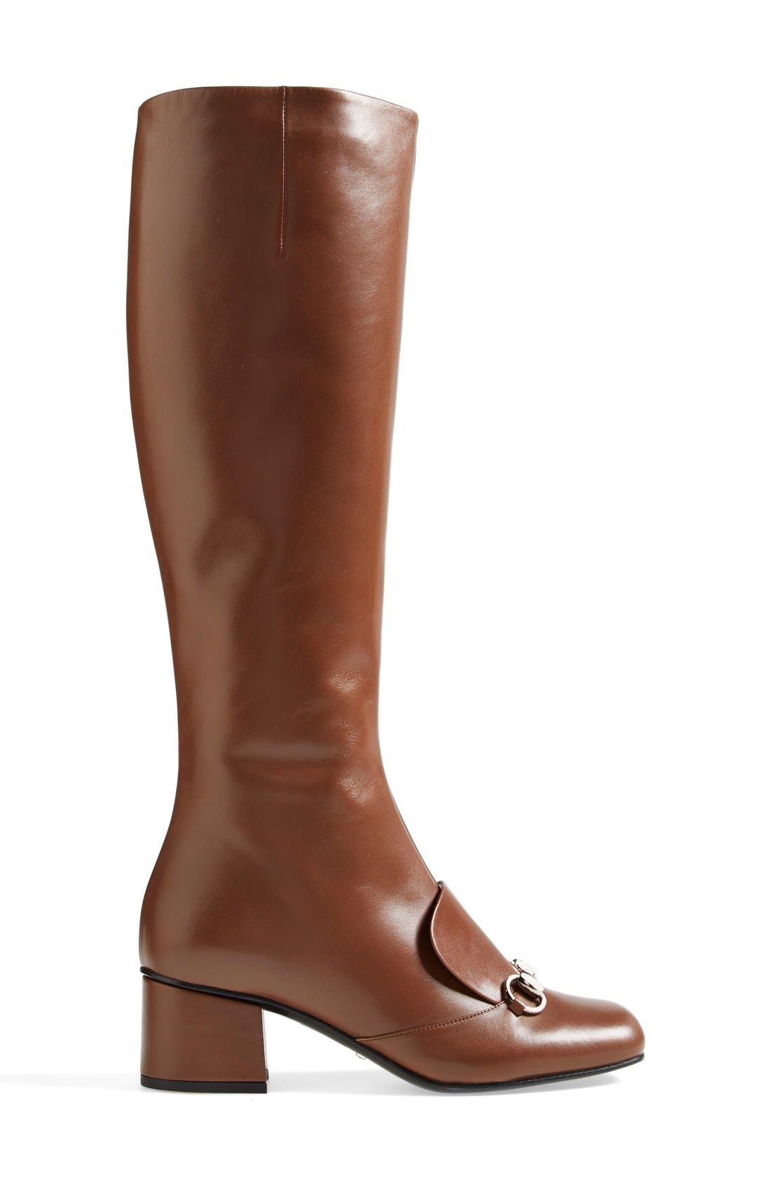 'Lillian' Horsebit Knee High Boot (Narrow Calf)(Women), Alternate, color, NUT BROWN