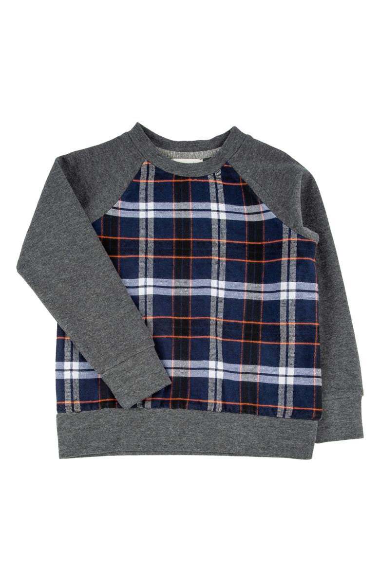 Miki Miette Kids' Plaid Crewneck Sweatshirt, Main, color, 