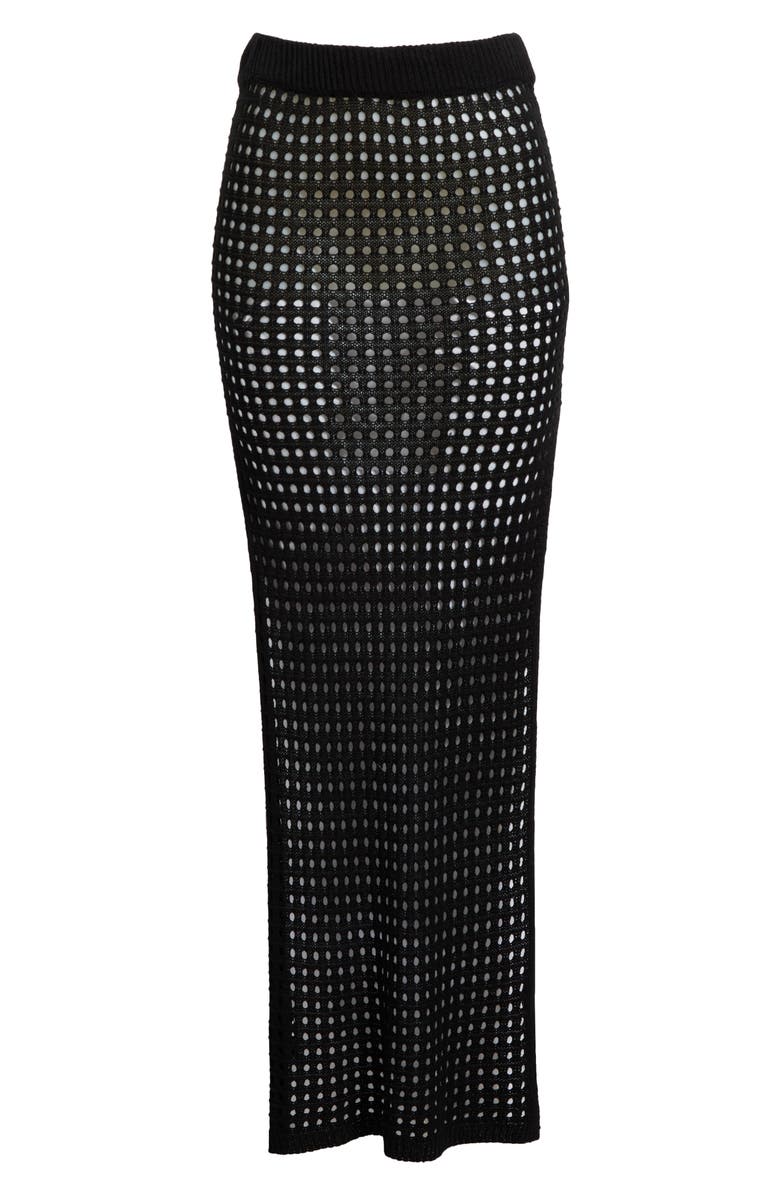 Elan Open Stitch Cover-Up Midi Skirt, Alternate, color, Black