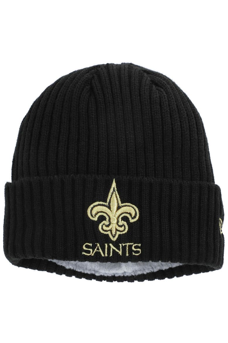 Youth New Era Black New Orleans Saints Team Logo Core Classic Cuffed Knit Hat, Main, color, Black