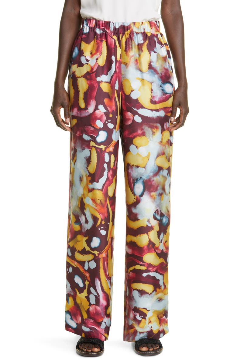 Lafayette 148 New York Riverside Silk Wide Leg Pants, Main, color, 