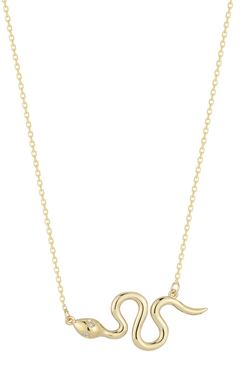 Ember Fine Jewelry 14K Yellow Gold Diamond Snake Pendant Necklace - 0.02 ctw., Main, color, 