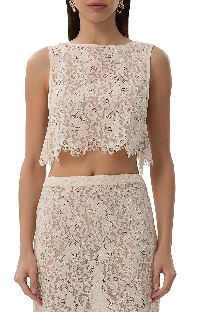 AFRM Caramine Lace Crop Top, Main, color, Birch