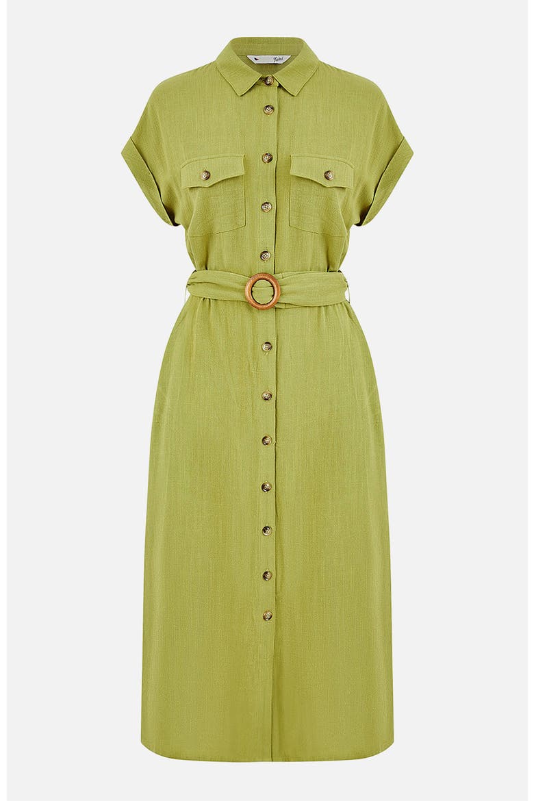 Linen Look Midi Shirt Dress, Alternate, color, Lime Green