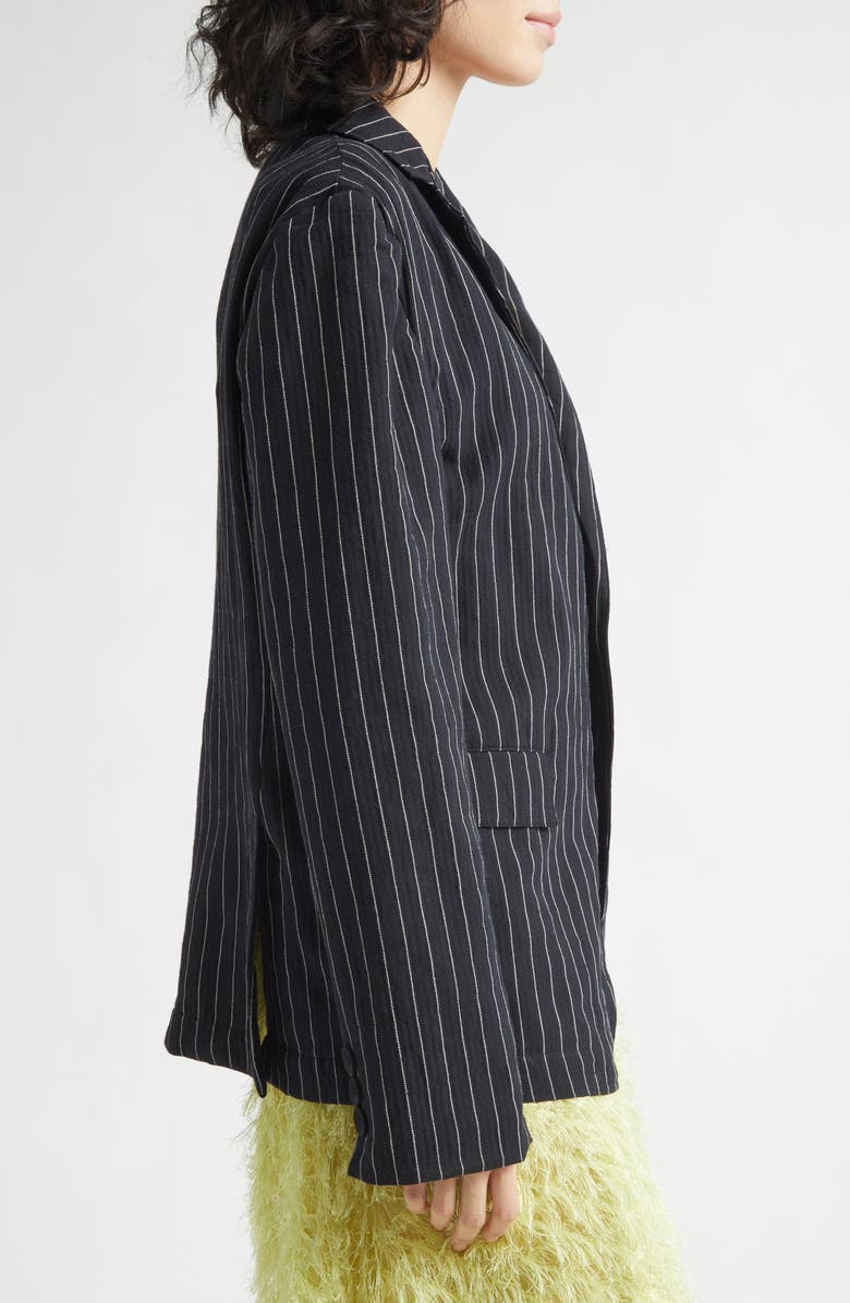 KÚR Wool & Cotton Pinstripe Jacket, Alternate, color, Black Pinstripes