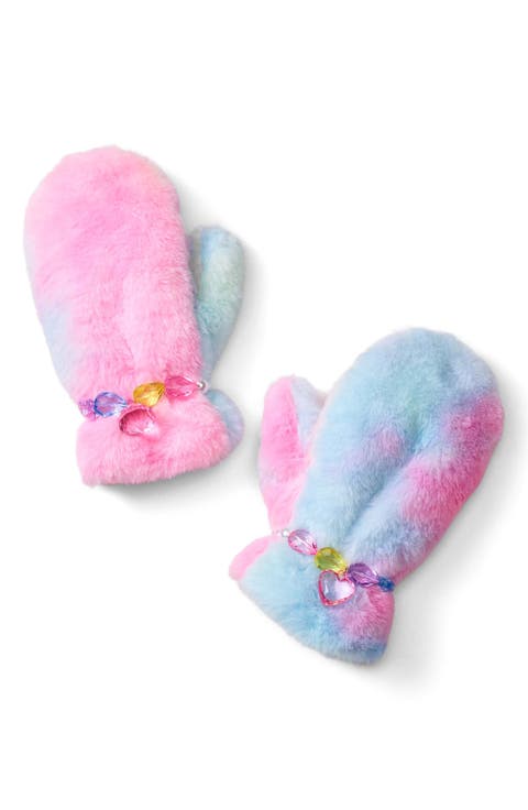 Kids' Rainbow Sprinkle Faux Fur Mittens