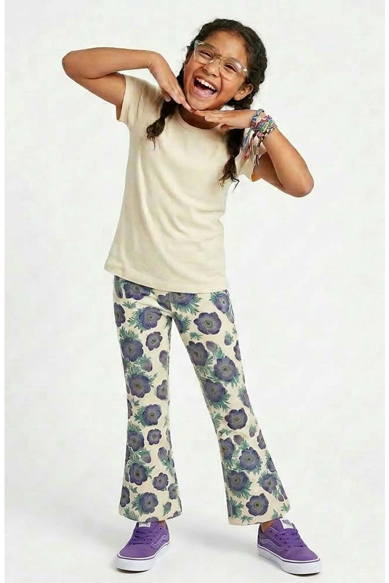 Organic Cotton Print Flare Leggings, Alternate, color, Purple Poppy