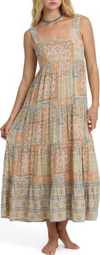Billabong All Good Print Tiered Maxi Dress