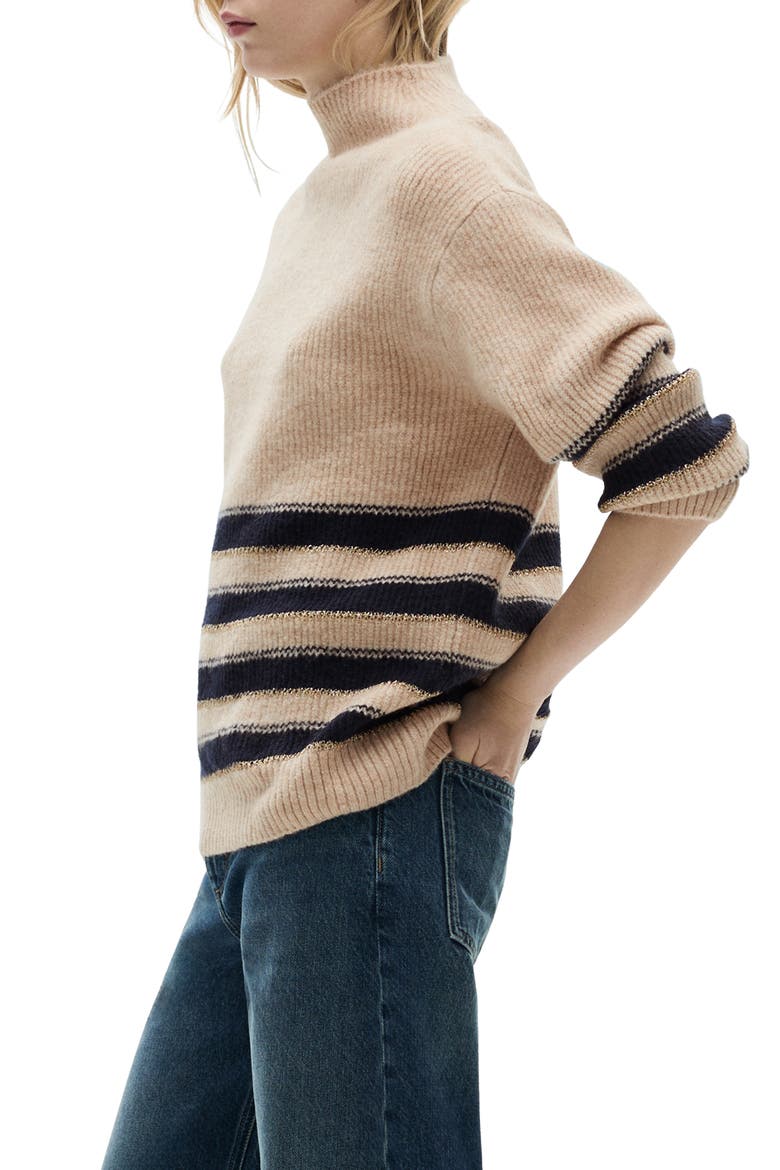 Perkins Collar Stripe Sweater, Alternate, color, ECRU