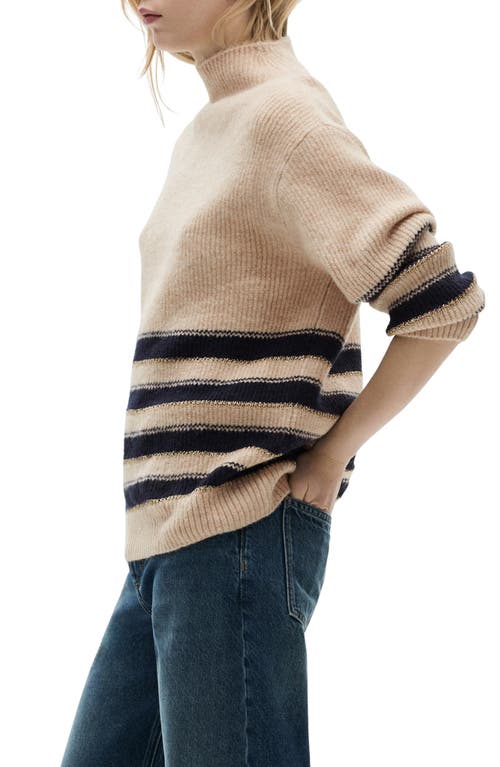 MANGO MANGO PERKINS COLLAR STRIPE SWEATER