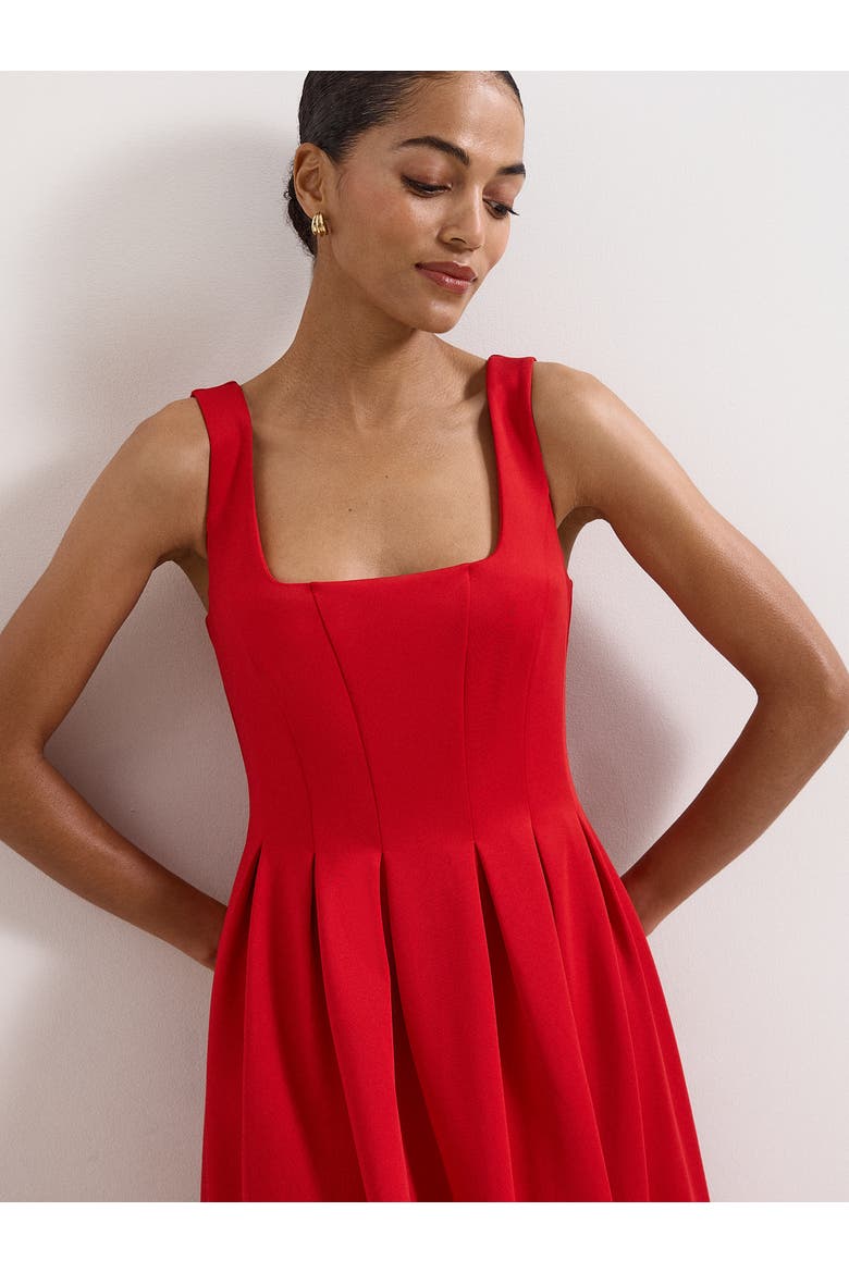 Katie Square-Neck Midi Dress, Alternate, color, Red