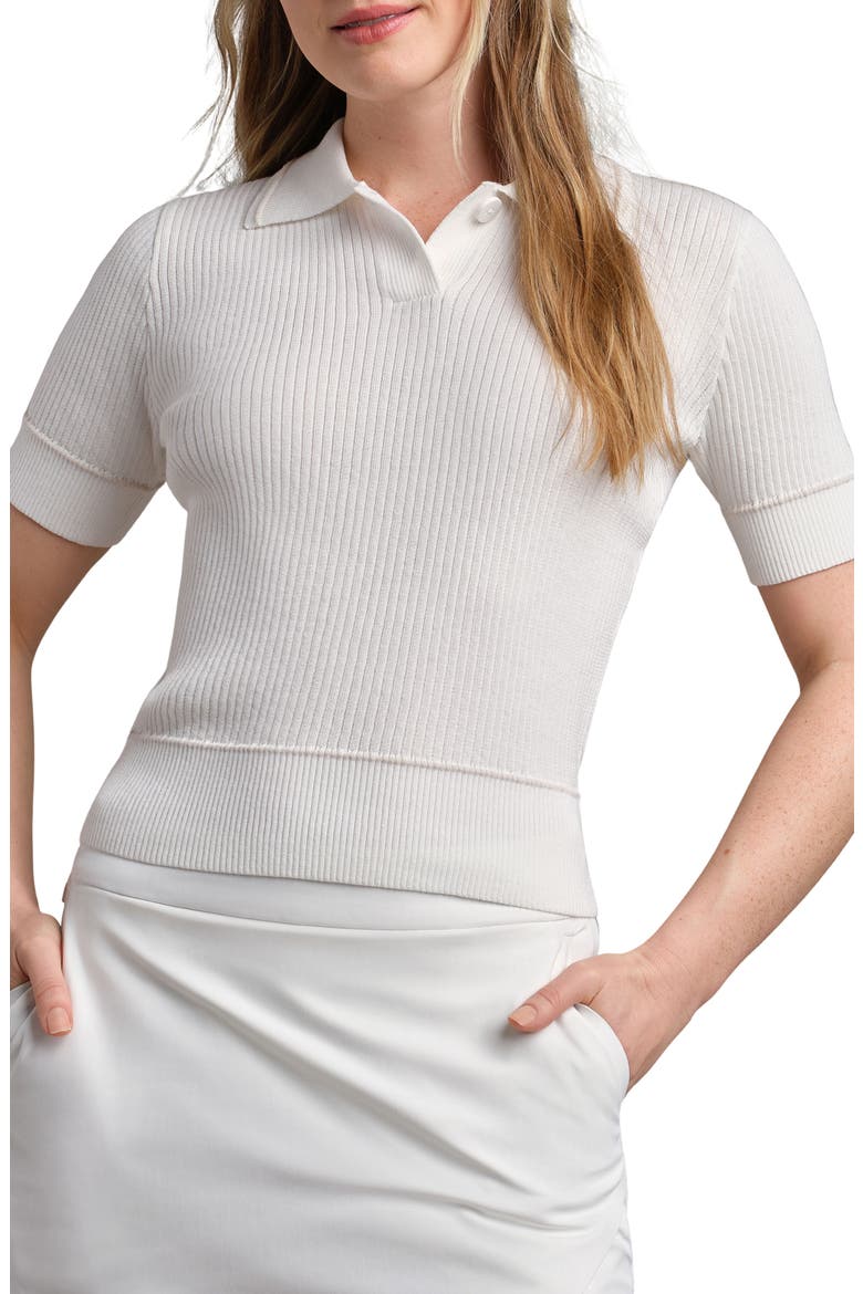 Birdie Rib Polo Sweater, Main, color, SNOW WHITE