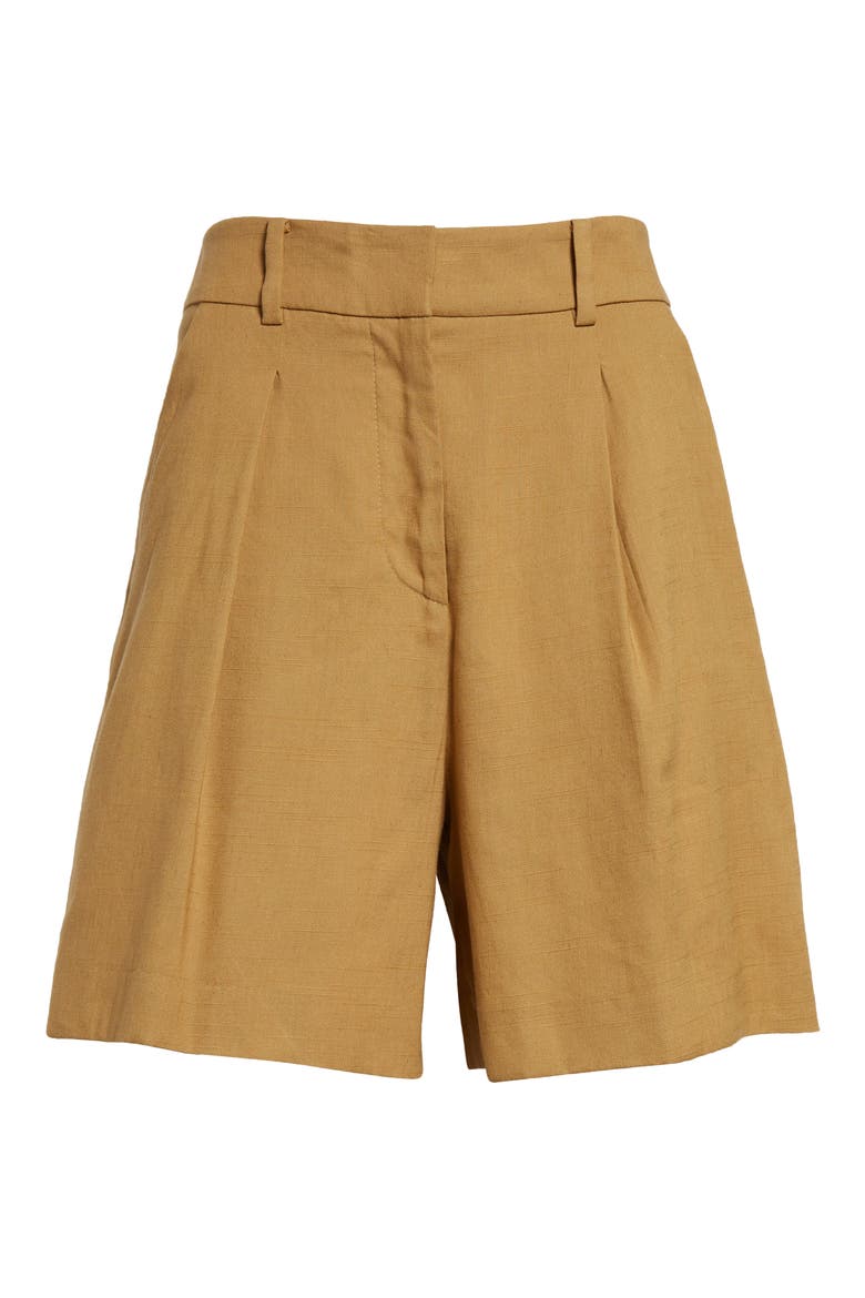 Noemi High Waist Linen Blend Shorts, Alternate, color, DESERT KHAKI
