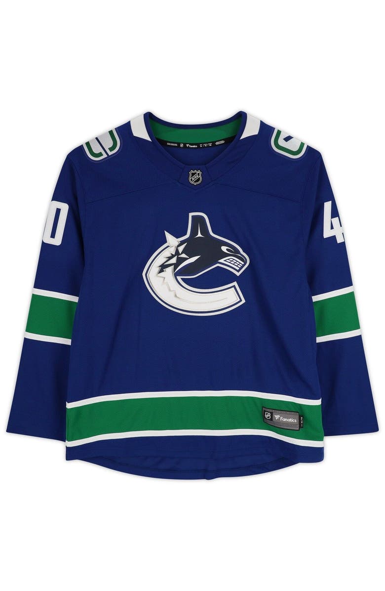 FANATICS AUTHENTIC Elias Pettersson Vancouver Canucks Autographed Blue Fanatics Breakaway Jersey, Alternate, color, 