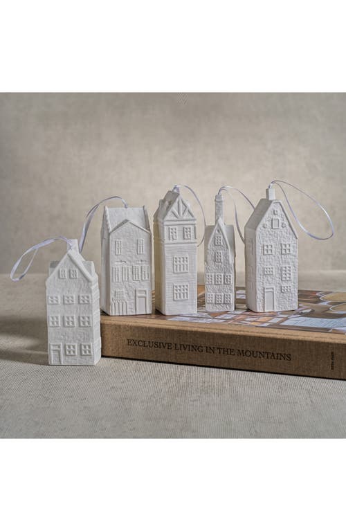 Zodax Set Of 6 Amsterdam Canal House Bone China Ornaments In White