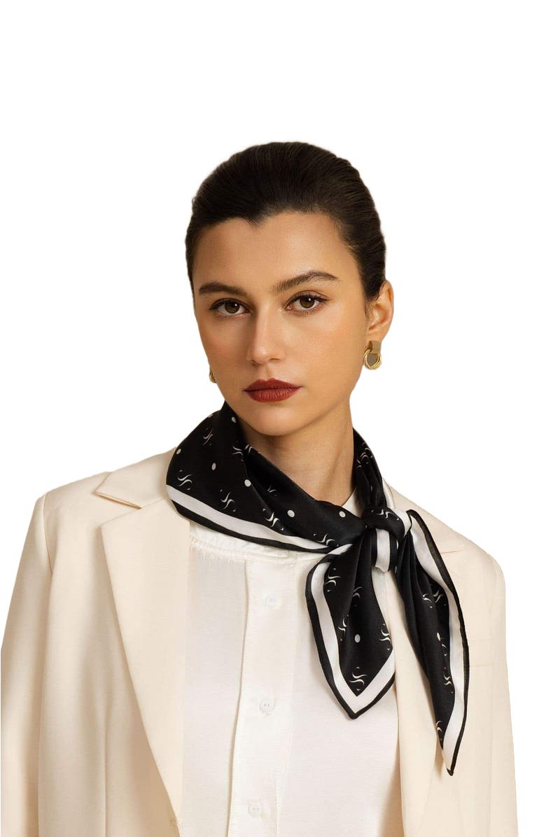 SILKSILKY Pure Silk Impression Square Scarf, Alternate, color, Black