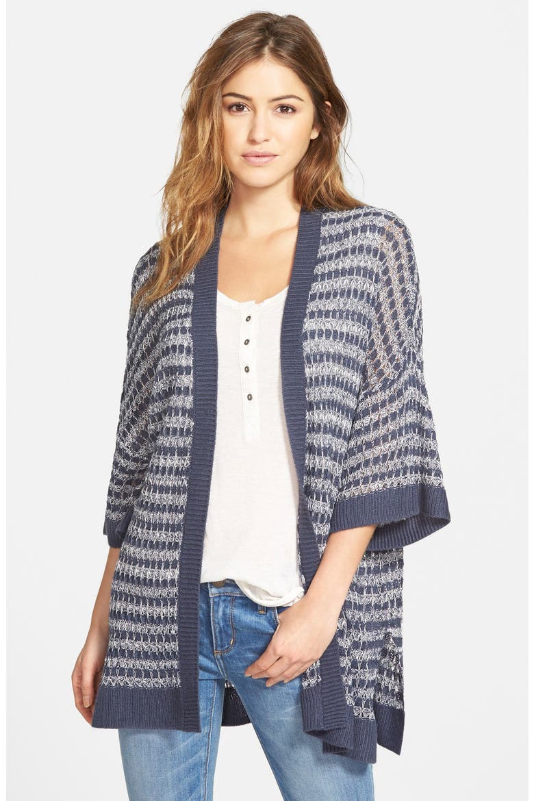Stripe Stitch Cardigan, Main, color, NAVY COMBO
