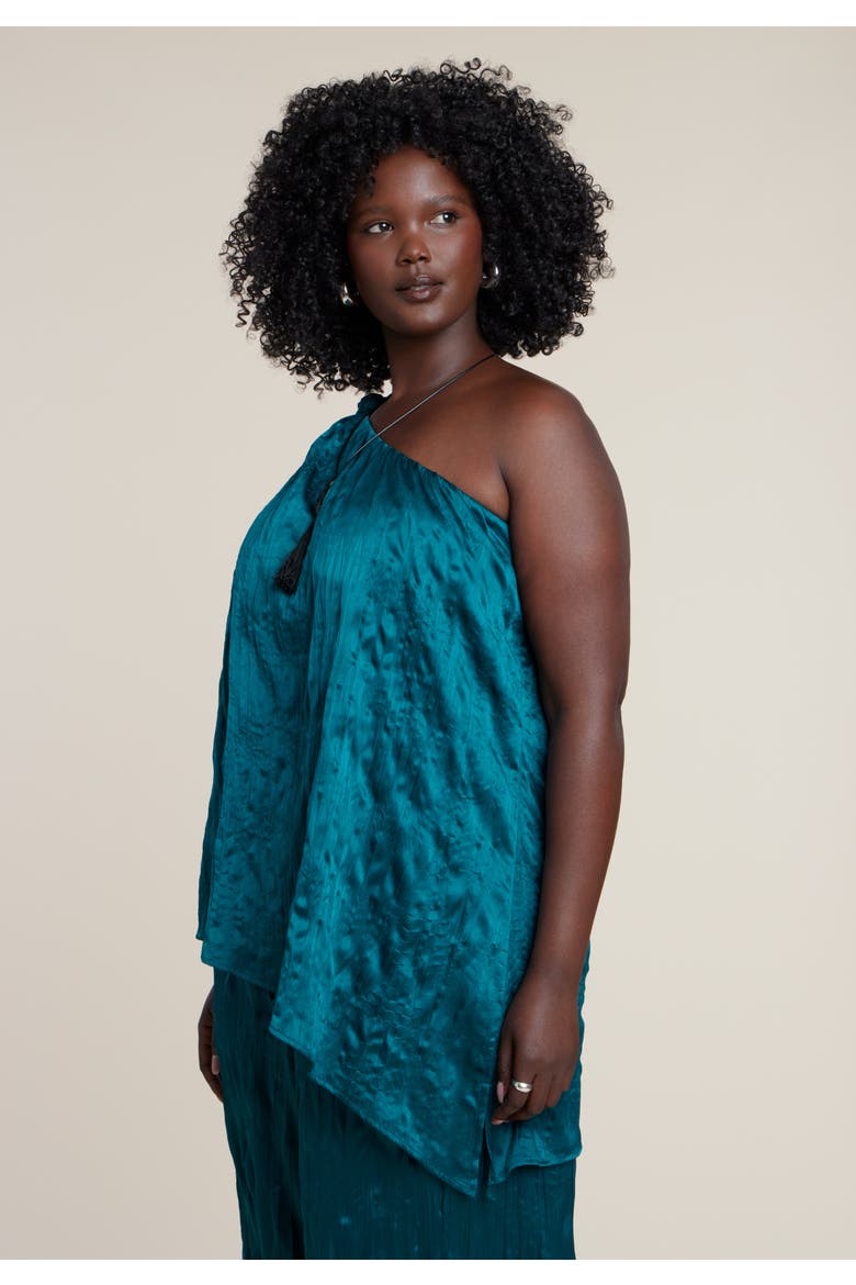 Asymmetric Bubble Crop Top, Alternate, color, TEAL PINE