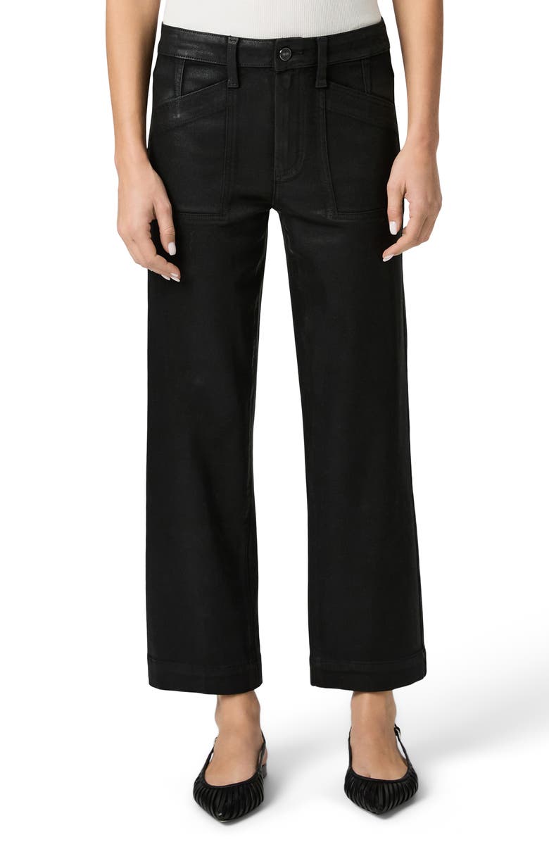 PAIGE Quincy Coated Mid Rise Ankle Straight Leg Pants, Main, color, Black Fog Luxe Coating