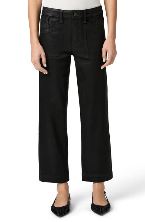 Quincy Coated Mid Rise Ankle Straight Leg Pants