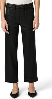 PAIGE Quincy Coated Mid Rise Ankle Straight Leg Pants