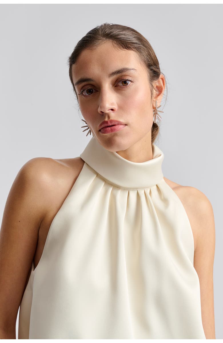 Malina Minea Satin Halterneck Top, Alternate, color, Vanilla