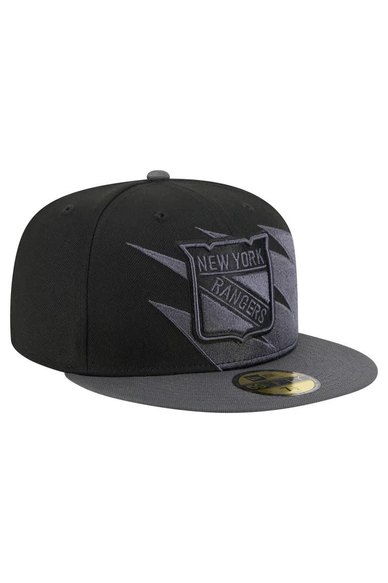 Men's New Era  Black New York Rangers Spikes 59FIFTY Fitted Hat, Alternate, color, Black