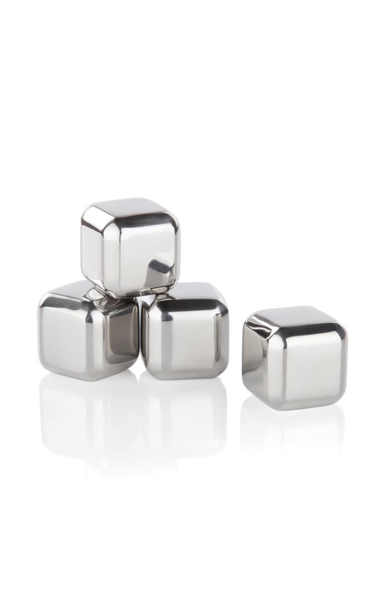 Viski Glacier Rocks Small Cubes in Stainless Steel Set of 4, Alternate, color, Silver