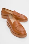 Forever & Always Shoes Bree Platform Penny Leather Loafer