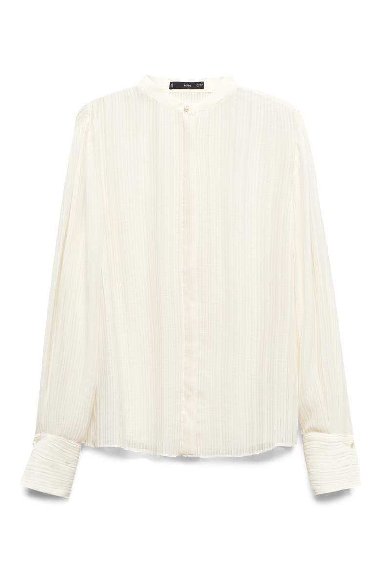 Semisheer Plissé Button-Up Shirt, Alternate, color, ECRU