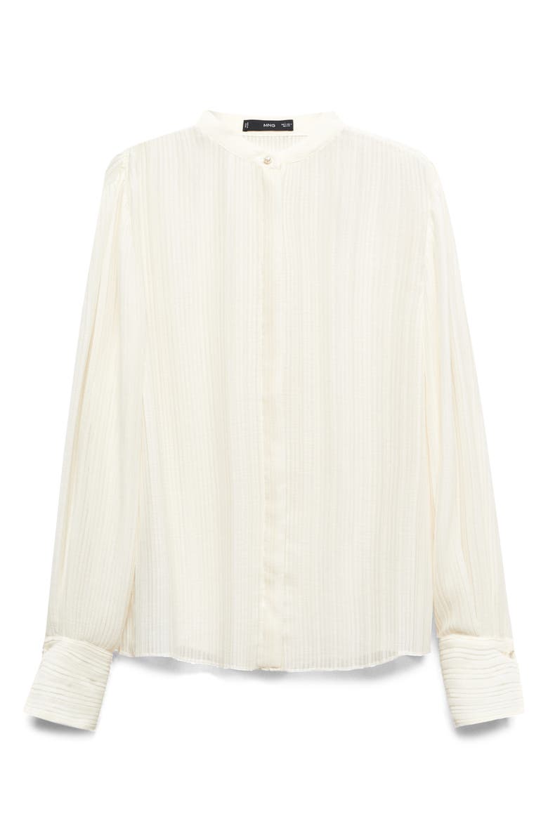MANGO Semisheer Plissé Button-Up Shirt, Alternate, color, 