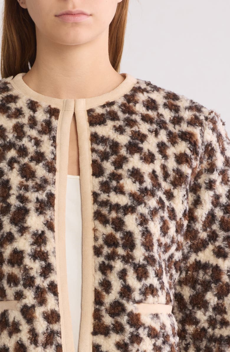 Endless Rose Leopard Faux Shearling Jacket, Alternate, color, Ivory Multi
