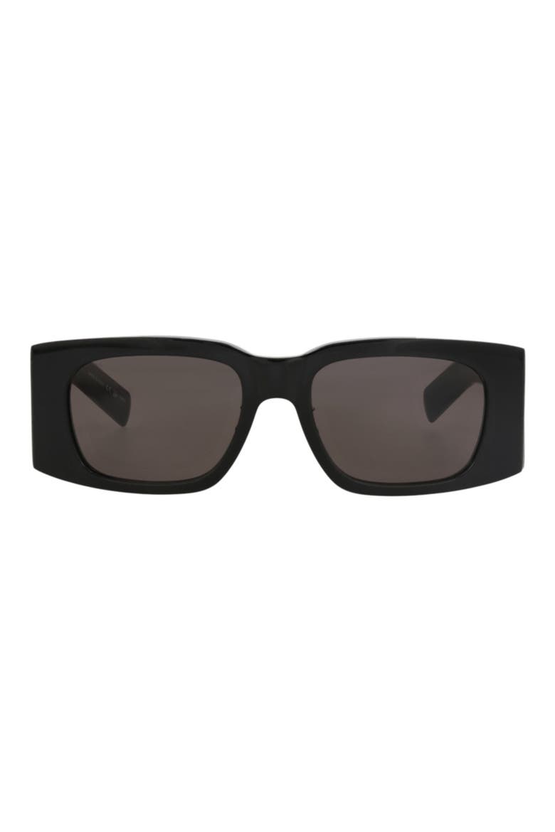 52mm Rectangle Sunglasses, Main, color, BLACK BLACK BLACK