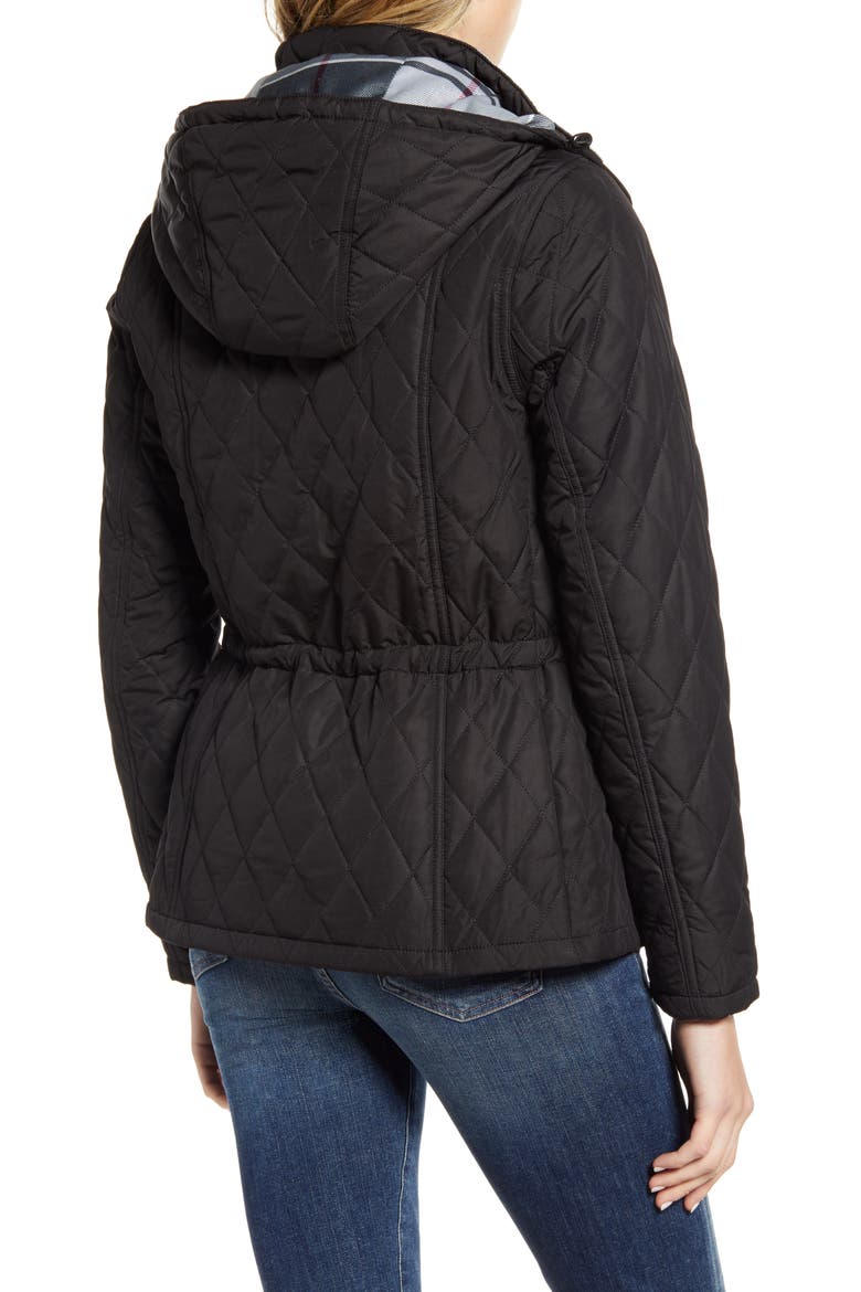 Millfire Diamond Hooded Quilted Jacket, Alternate, color, BLACK/ JUNIPER TARTAN