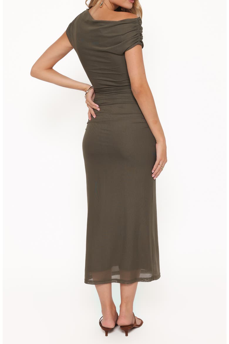 Abbie Ruched One-Shoulder Maxi Dress, Alternate, color, OLIVE