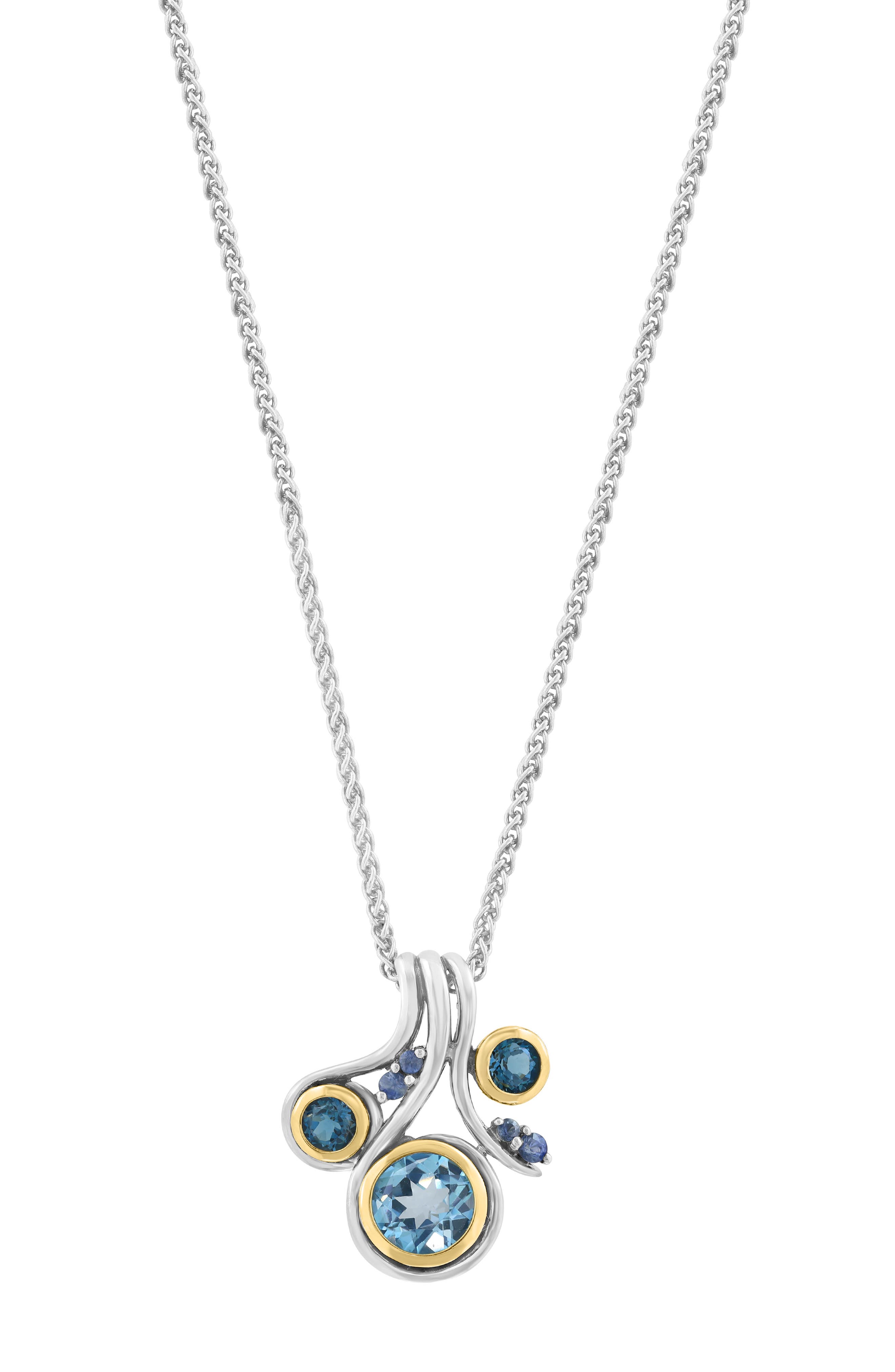 EFFY Bezel Set Blue Topaz Cluster Pendant Necklace