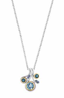 EFFY Bezel Set Blue Topaz Cluster Pendant Necklace