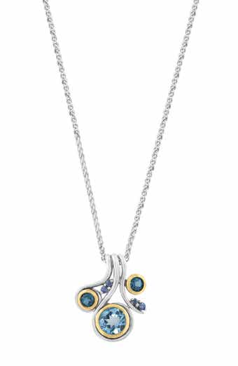 EFFY Bezel Set Blue Topaz Cluster Pendant Necklace