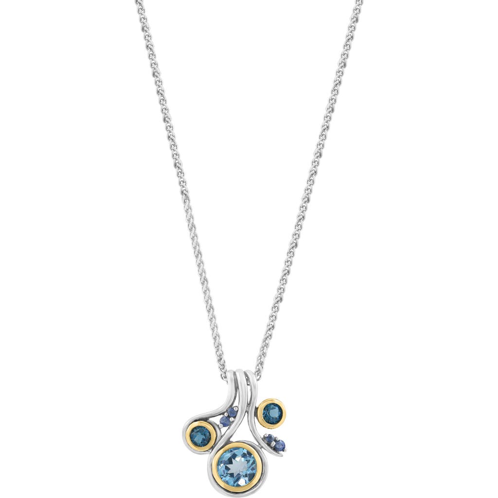 Effy Bezel Set Blue Topaz Cluster Pendant Necklace In Metallic
