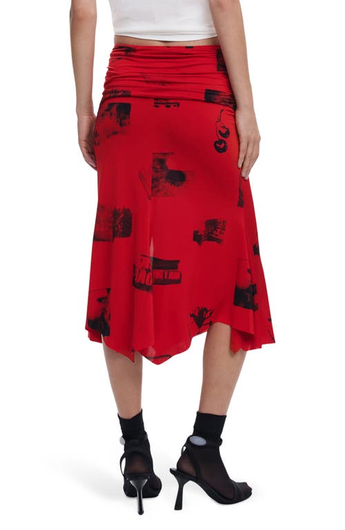 Desigual Collage Skirt With Turned Waist In Red