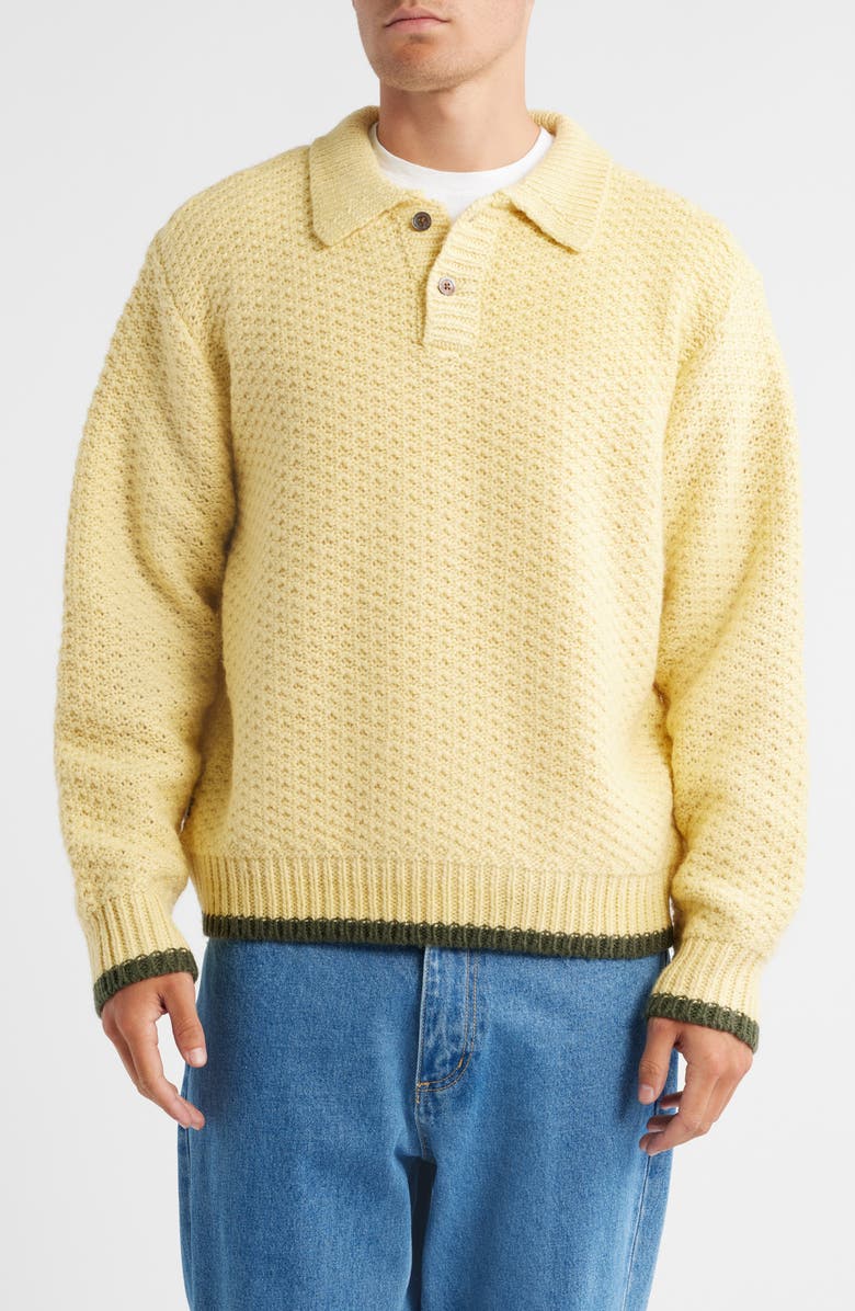 Obey Loreto Textured Polo Sweater, Main, color, Straw Multi
