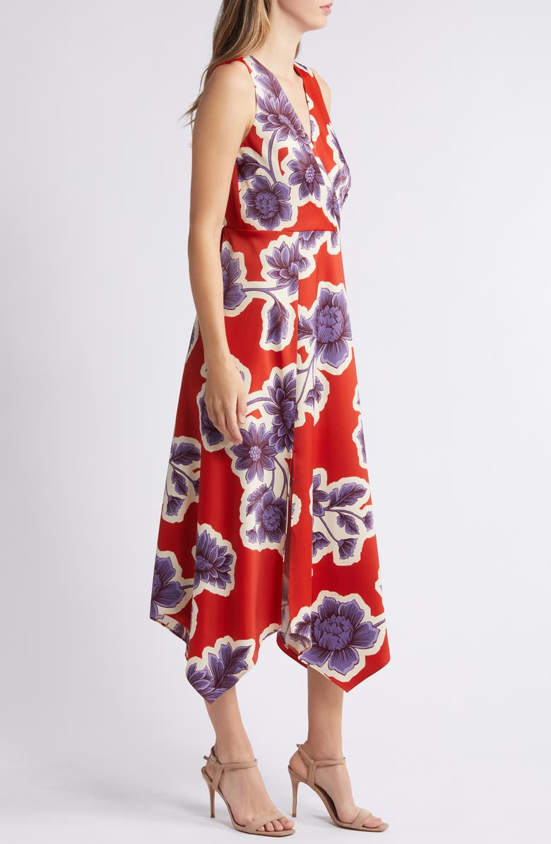 Anne Klein Floral Handkerchief Hem Dress, Alternate, color, 