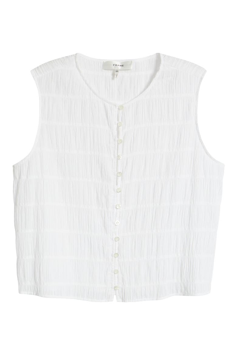 The Smocked Button & Loop Tank, Alternate, color, WHITE