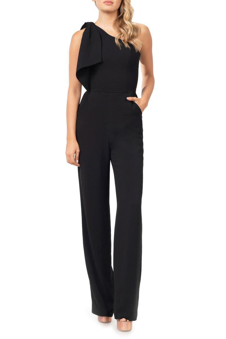 Tiffany One-Shoulder Jumpsuit, Main, color, BLACK