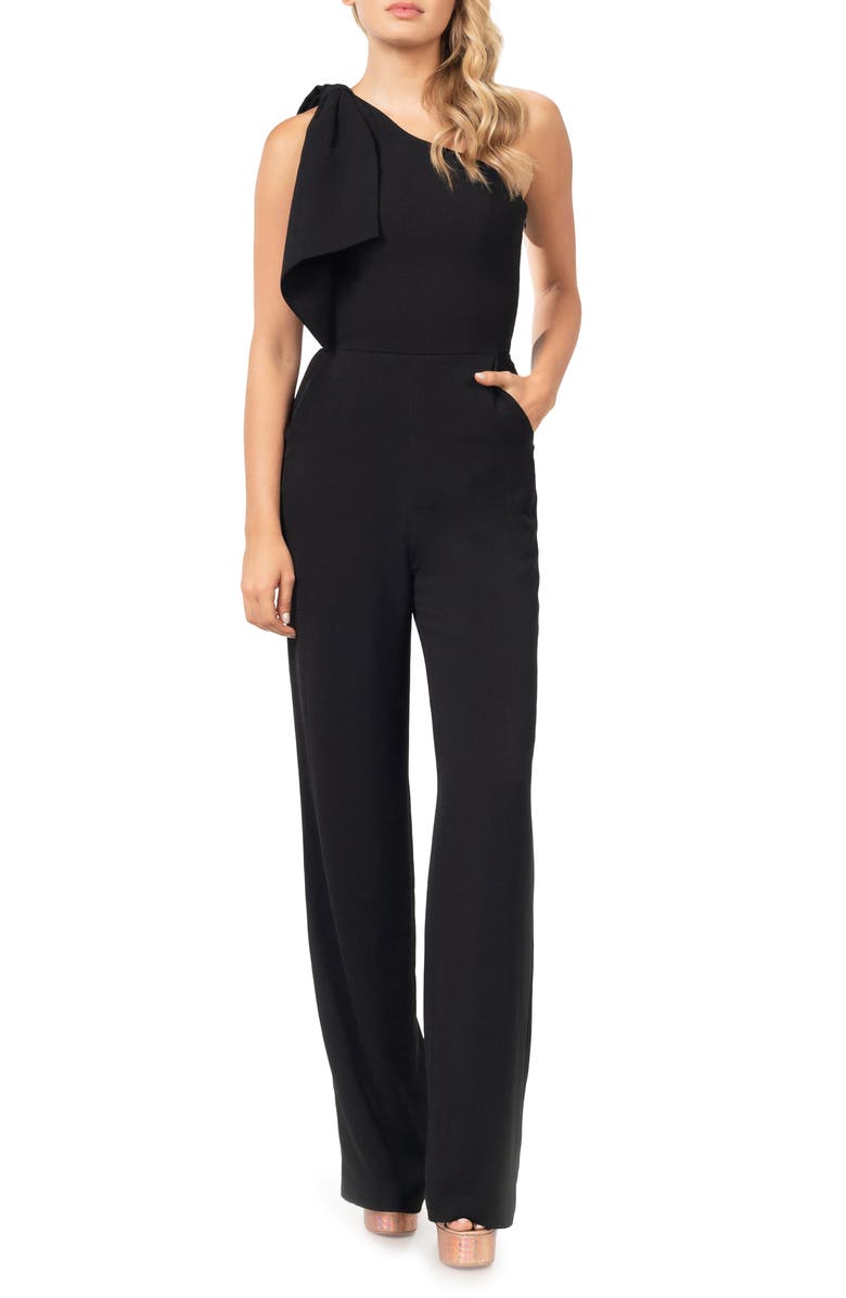 Dress the Population Tiffany One-Shoulder Jumpsuit, Main, color, Black